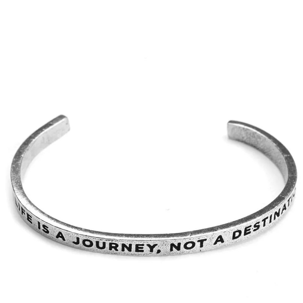 Life Is a Journey Silver Metal Cuff Bracelet